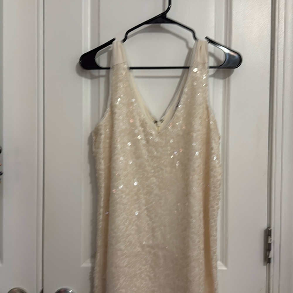Bcbg cream sequin dress NWT